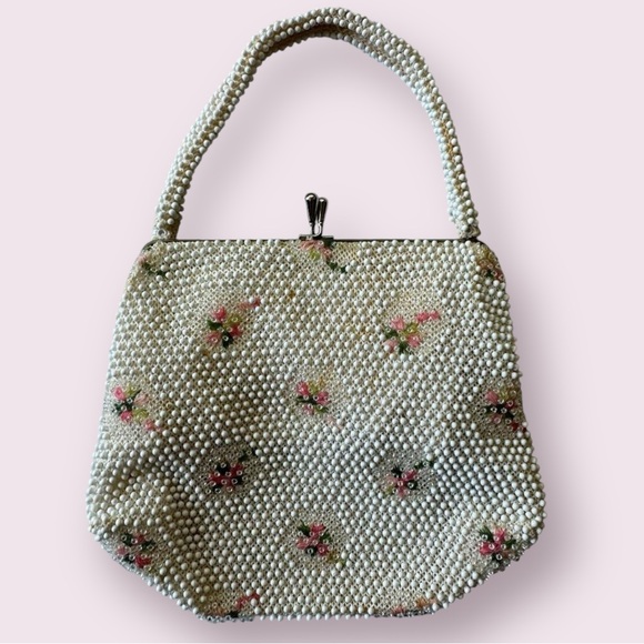 1950s Lumured Corde’ Beaded Purse, Vintage Top Handle Handbag, Mid Century Purse - Picture 3 of 6